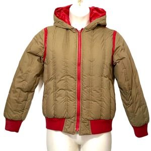 Vintage Spiegel Brown Puffer Jacket w/ Red Trim